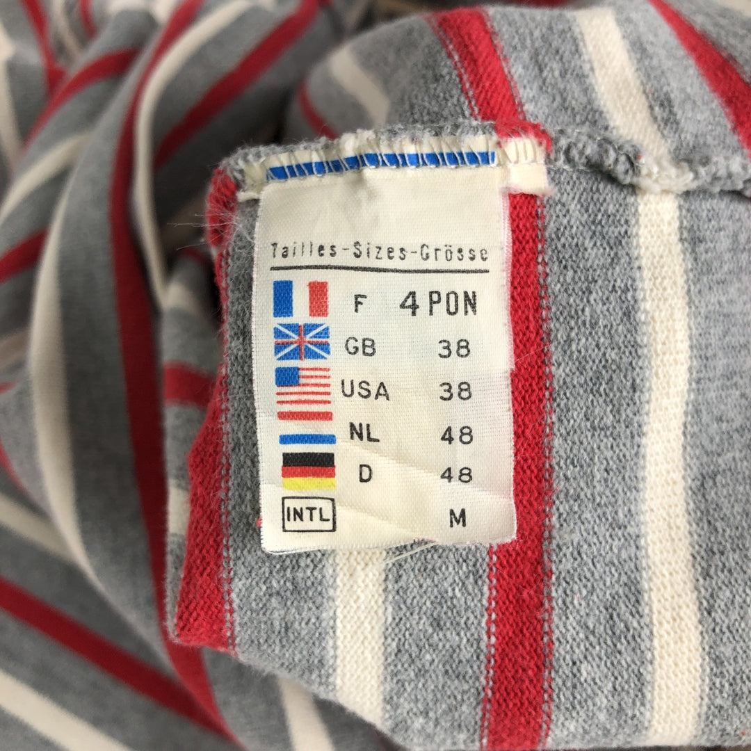Saint James striped boat neck long-sleeved T-shirt, made in France, men's size S equivalent. cotton red type Vintage Second Hand