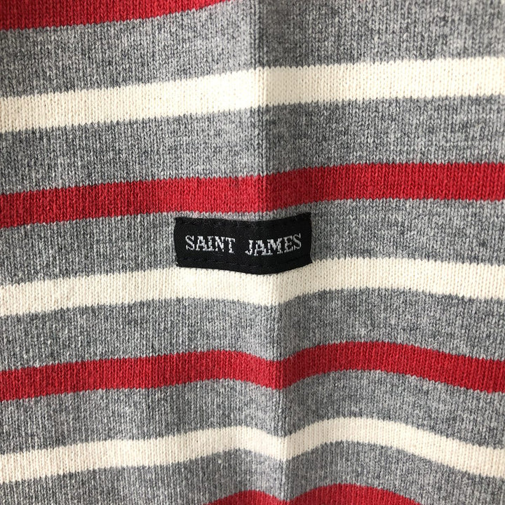 Saint James striped boat neck long-sleeved T-shirt, made in France, men's size S equivalent. cotton red type Vintage Second Hand