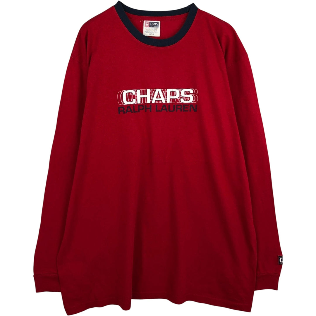 Ralph Lauren CHAPS long-sleeved T-shirt, men's size XL cotton red type Vintage Second Hand