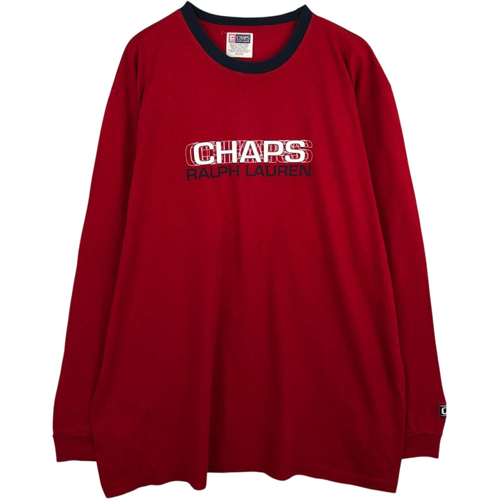 Ralph Lauren CHAPS long-sleeved T-shirt, men's size XL cotton red type Vintage Second Hand