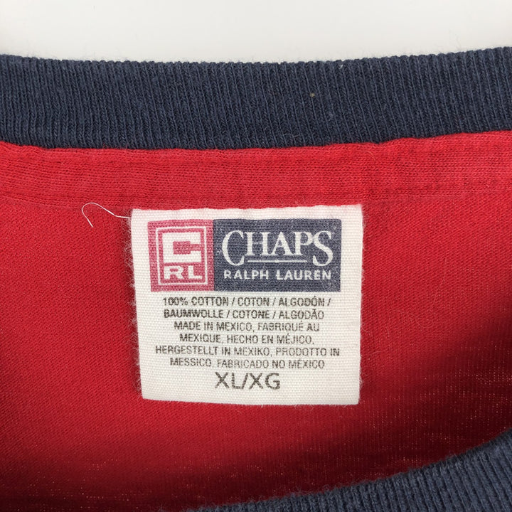 Ralph Lauren CHAPS long-sleeved T-shirt, men's size XL cotton red type Vintage Second Hand