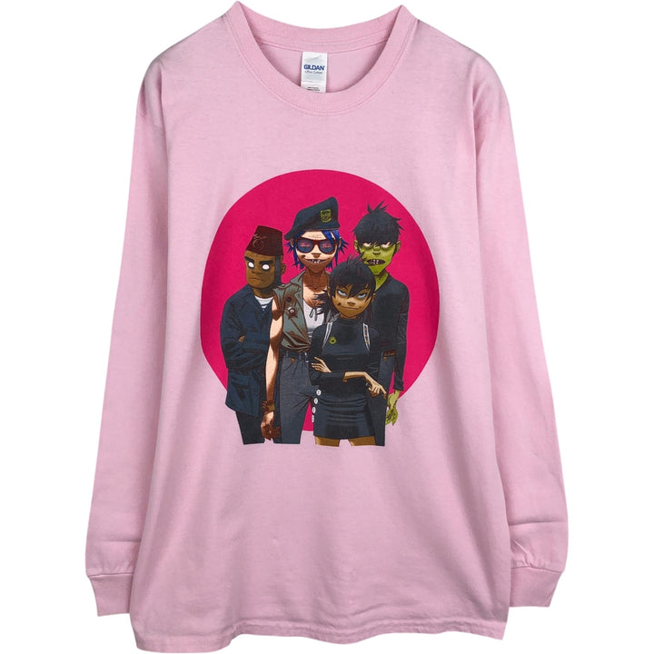 Gildan Gorillaz Long-Sleeve Band T-Shirt (Men's Size M) cotton pink type Vintage Second Hand