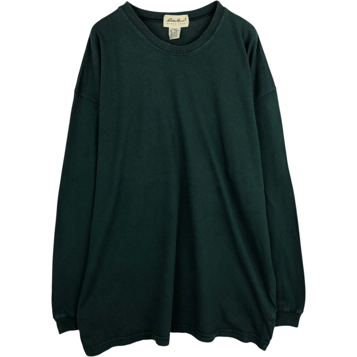 90'S Eddie Bauer Long-Sleeve T-Shirt, Made in USA, Men's XL (approx.), Vintage cotton green type Vintage Second Hand