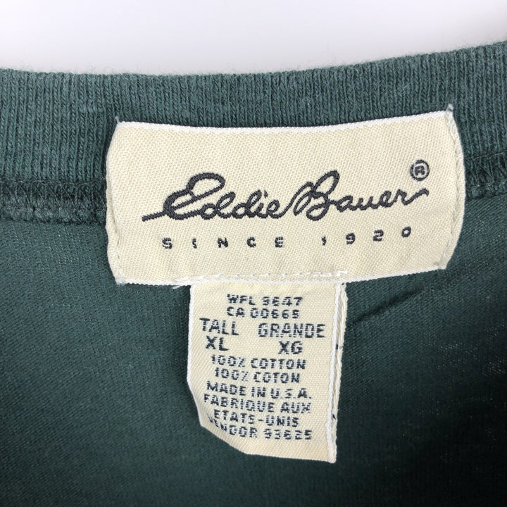 90'S Eddie Bauer Long-Sleeve T-Shirt, Made in USA, Men's XL (approx.), Vintage cotton green type Vintage Second Hand