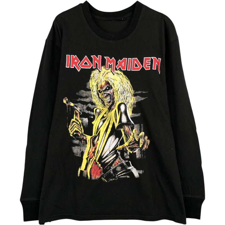 IRON MAIDEN Long-Sleeve Band T-Shirt (Men's Size M) unclear black type Vintage Second Hand