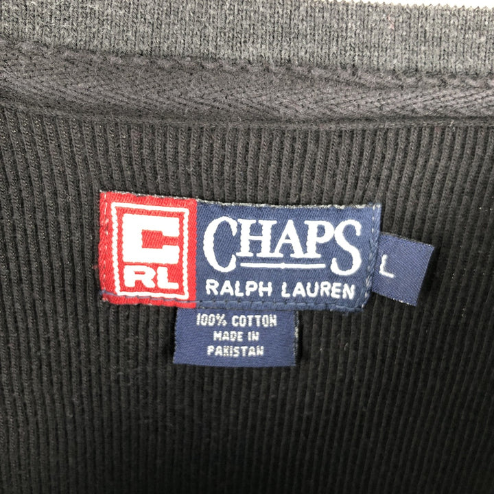 Ralph Lauren CHAPS V-neck long T-shirt, men's size L cotton black type Vintage Second Hand