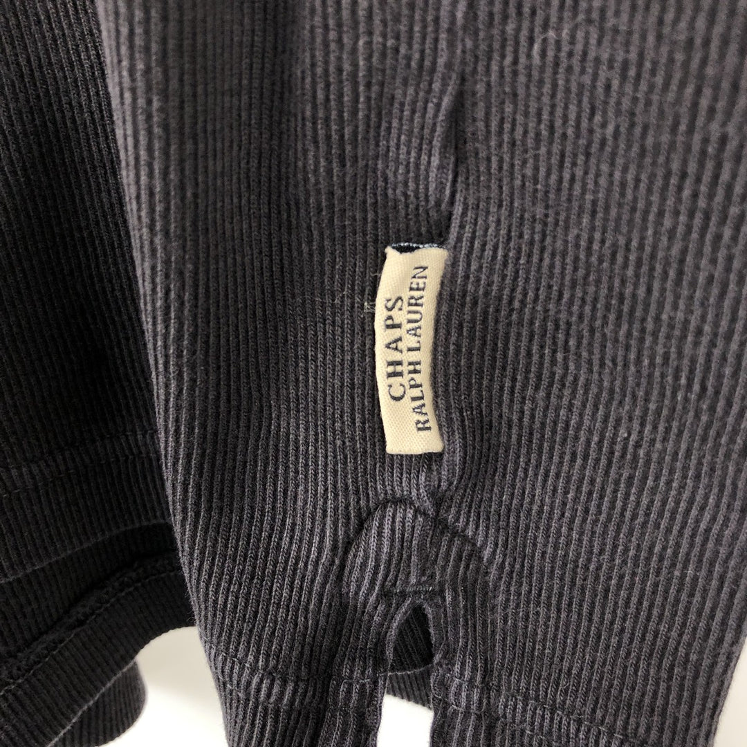 Ralph Lauren CHAPS V-neck long T-shirt, men's size L cotton black type Vintage Second Hand