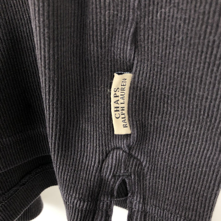 Ralph Lauren CHAPS V-neck long T-shirt, men's size L cotton black type Vintage Second Hand