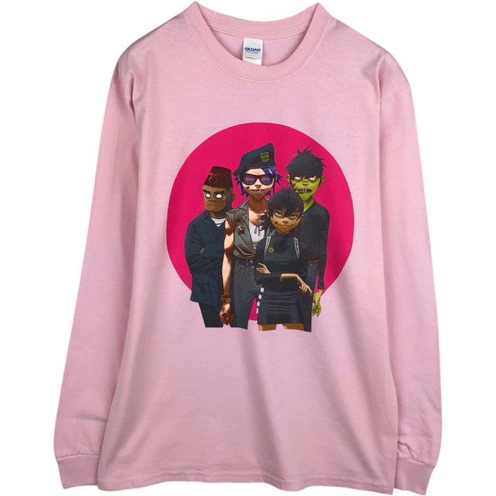 Gildan Gorillaz Long-Sleeve Band T-Shirt (Men's Size M) cotton pink type Vintage Second Hand