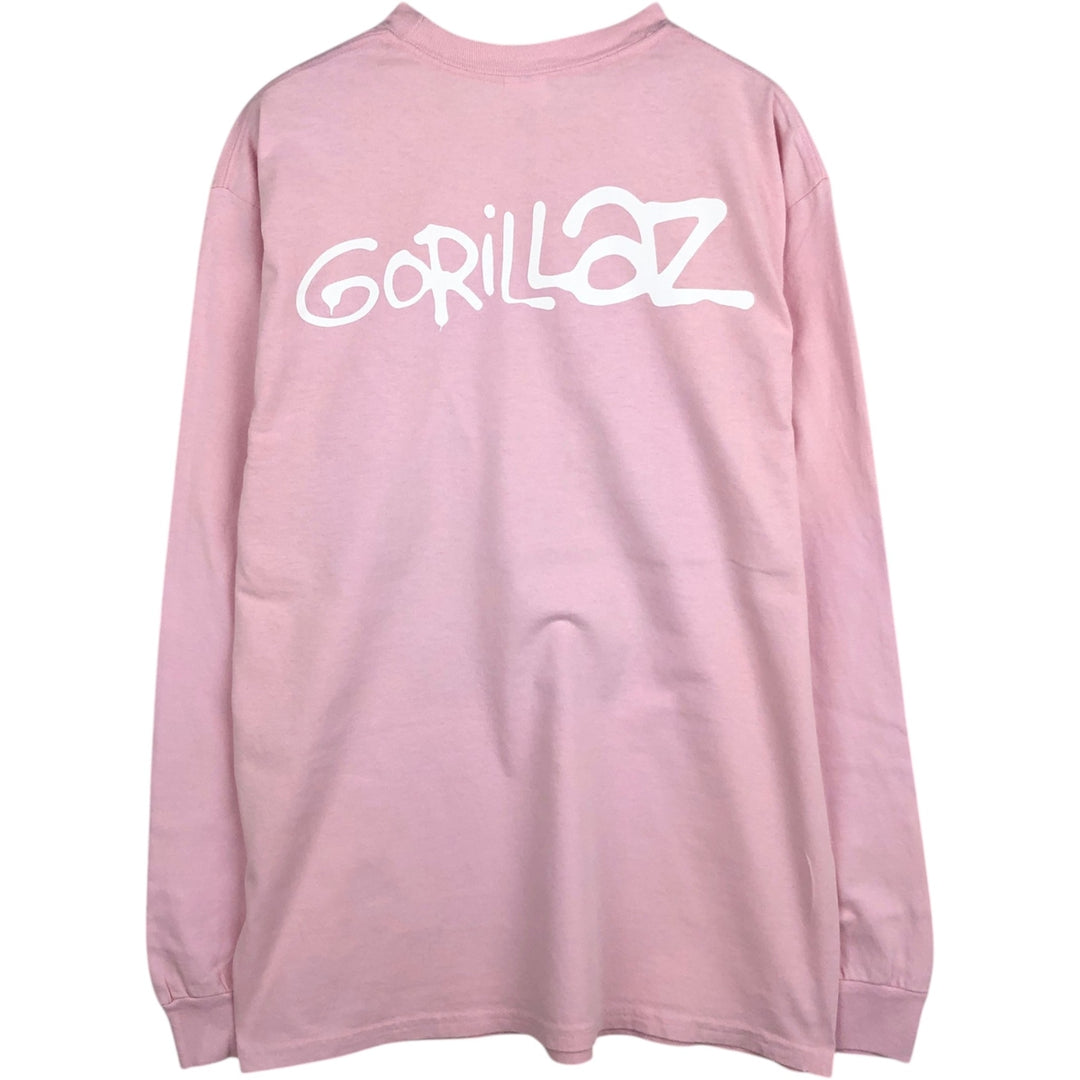 Gildan Gorillaz Long-Sleeve Band T-Shirt (Men's Size M) cotton pink type Vintage Second Hand