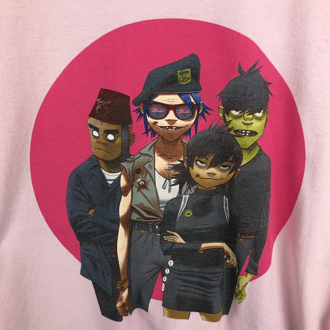 Gildan Gorillaz Long-Sleeve Band T-Shirt (Men's Size M) cotton pink type Vintage Second Hand