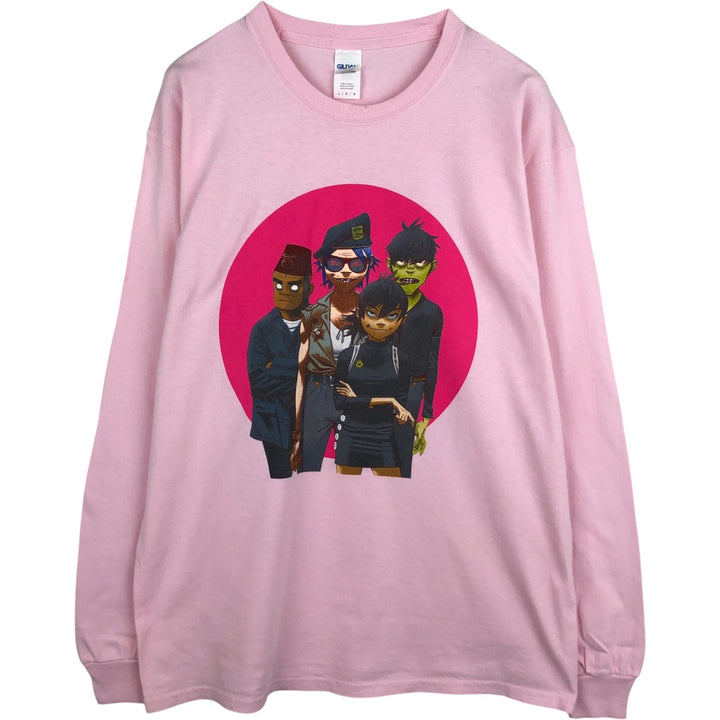 Gildan Gorillaz Long-Sleeve Band T-Shirt (Men's Size L) cotton pink type Vintage Second Hand