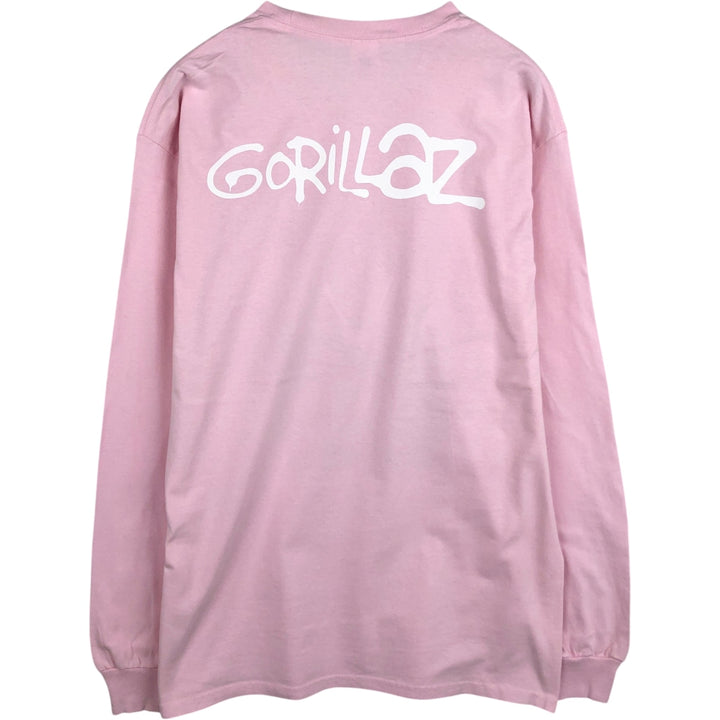Gildan Gorillaz Long-Sleeve Band T-Shirt (Men's Size L) cotton pink type Vintage Second Hand