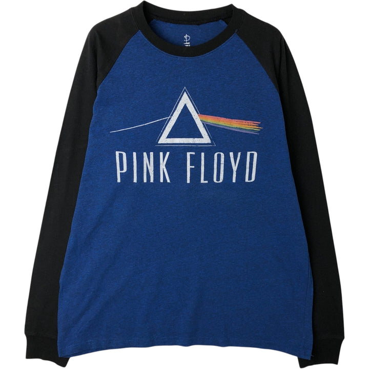 PINK FLOYD Two-tone Long-Sleeve Band T-Shirt (Men's Size L) cotton blue type Vintage Second Hand