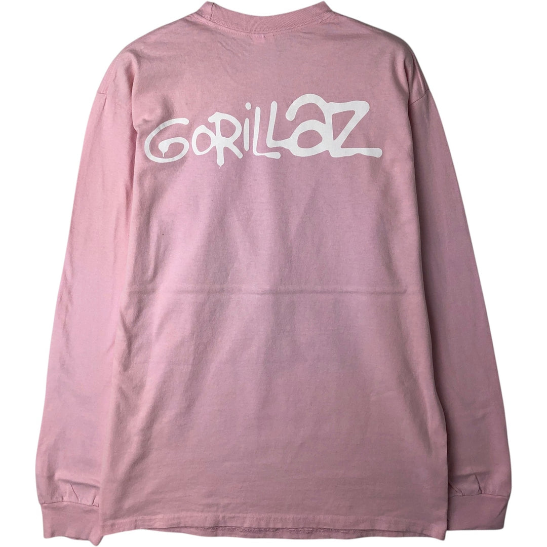 Gildan Ultra Cotton Gorillaz Long-Sleeve Band T-Shirt (Men's Size M) cotton pink type Vintage Second Hand