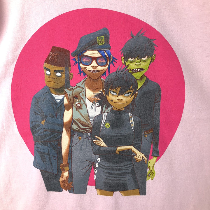 Gildan Ultra Cotton Gorillaz Long-Sleeve Band T-Shirt (Men's Size M) cotton pink type Vintage Second Hand