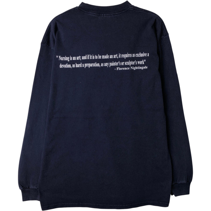 90s-era Delta PRO WEIGHT Message Long-Sleeve T-Shirt, Men's Size L (Equivalent), Vintage cotton navy blue type Vintage Second Hand