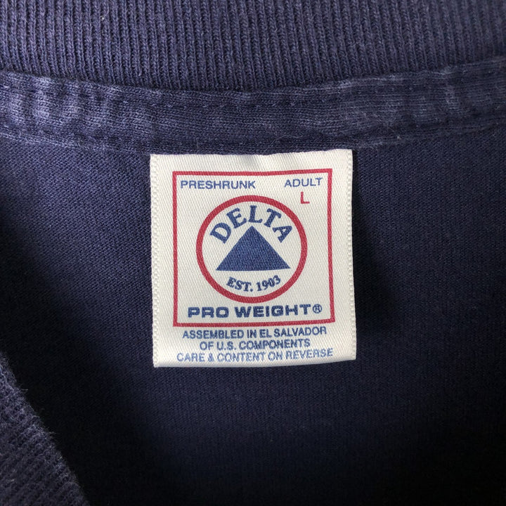 90s-era Delta PRO WEIGHT Message Long-Sleeve T-Shirt, Men's Size L (Equivalent), Vintage cotton navy blue type Vintage Second Hand