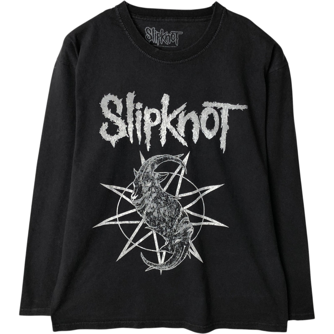 Slipknot Print Long-Sleeve Band T-Shirt (Band Tee, Made in the UK, Men's Size M) cotton black type Vintage Second Hand