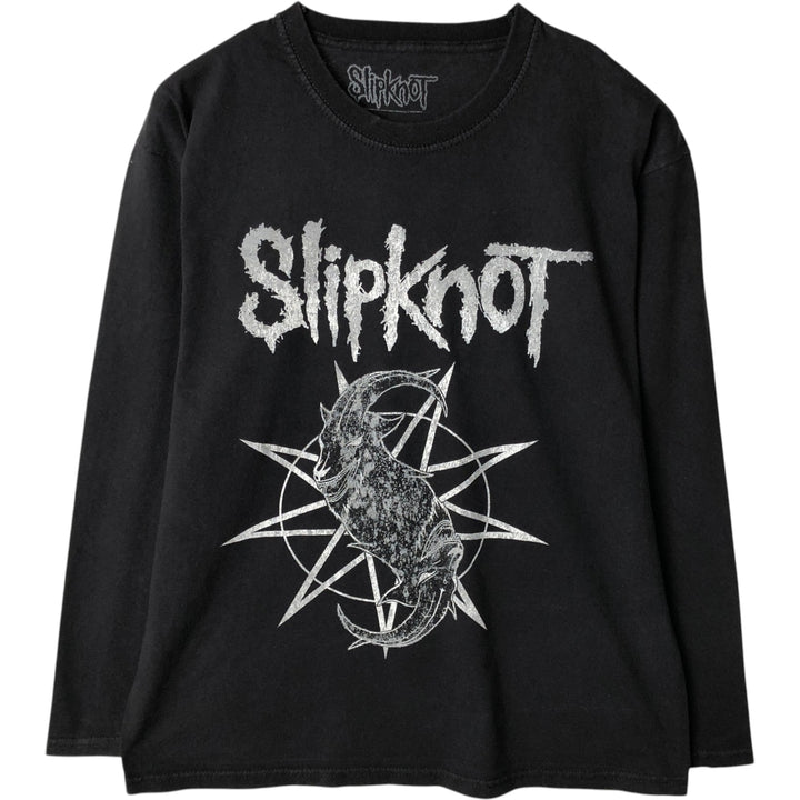Slipknot Print Long-Sleeve Band T-Shirt (Band Tee, Made in the UK, Men's Size M) cotton black type Vintage Second Hand