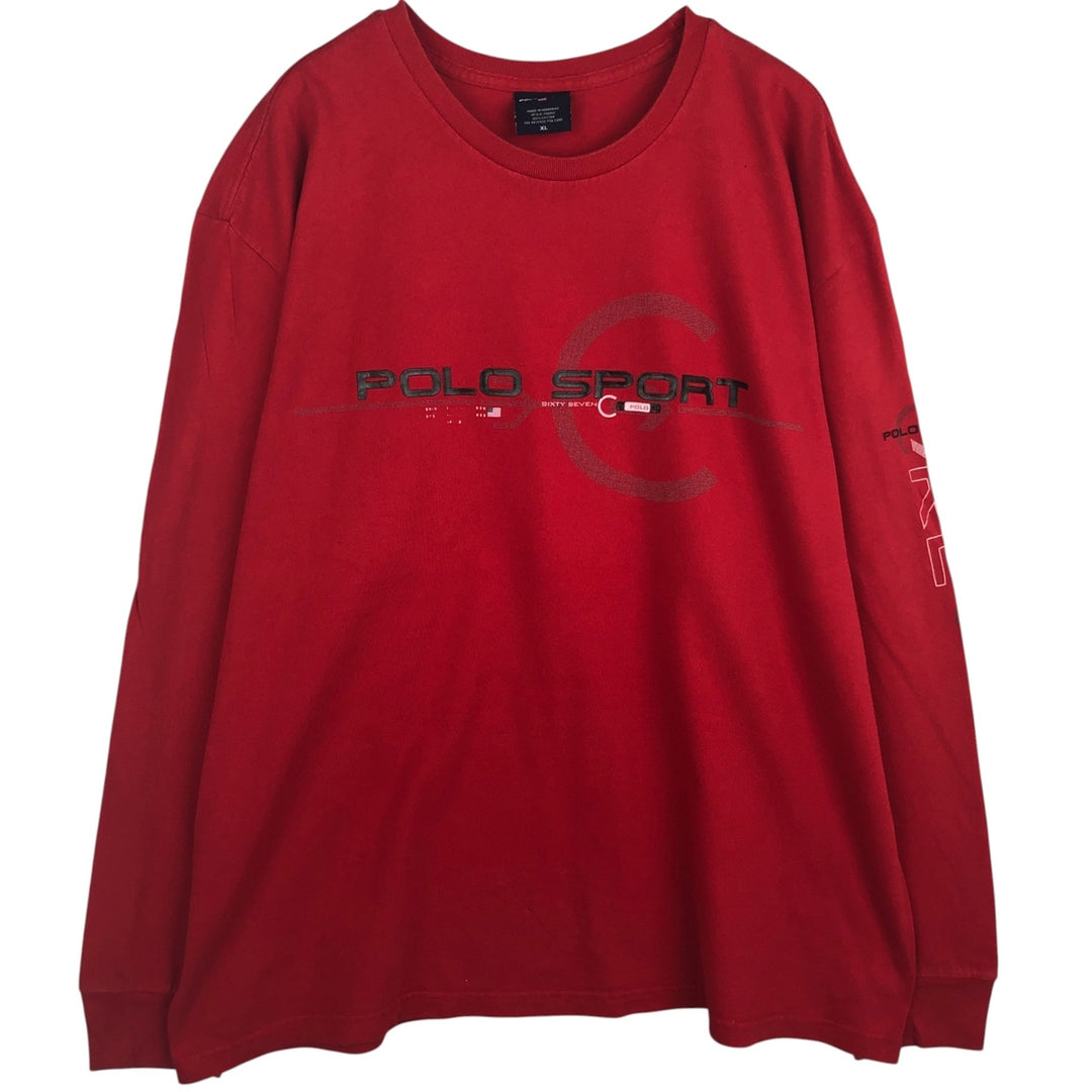 Ralph Lauren POLO SPORT long-sleeved T-shirt, men's size XL cotton red type Vintage Second Hand