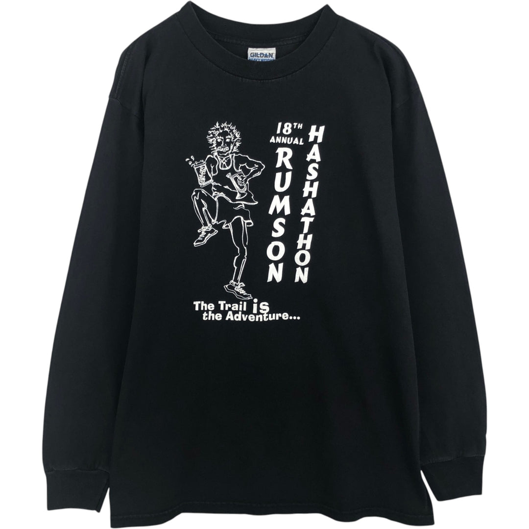90'S Gildan Long-Sleeve T-Shirt, Made in Canada, Men's Size L (approx.) cotton black type Vintage Second Hand
