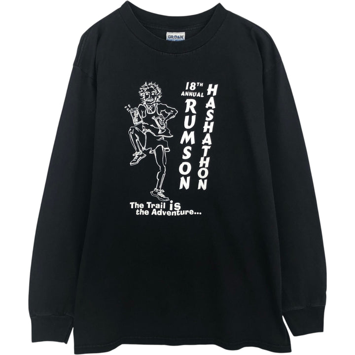 90'S Gildan Long-Sleeve T-Shirt, Made in Canada, Men's Size L (approx.) cotton black type Vintage Second Hand