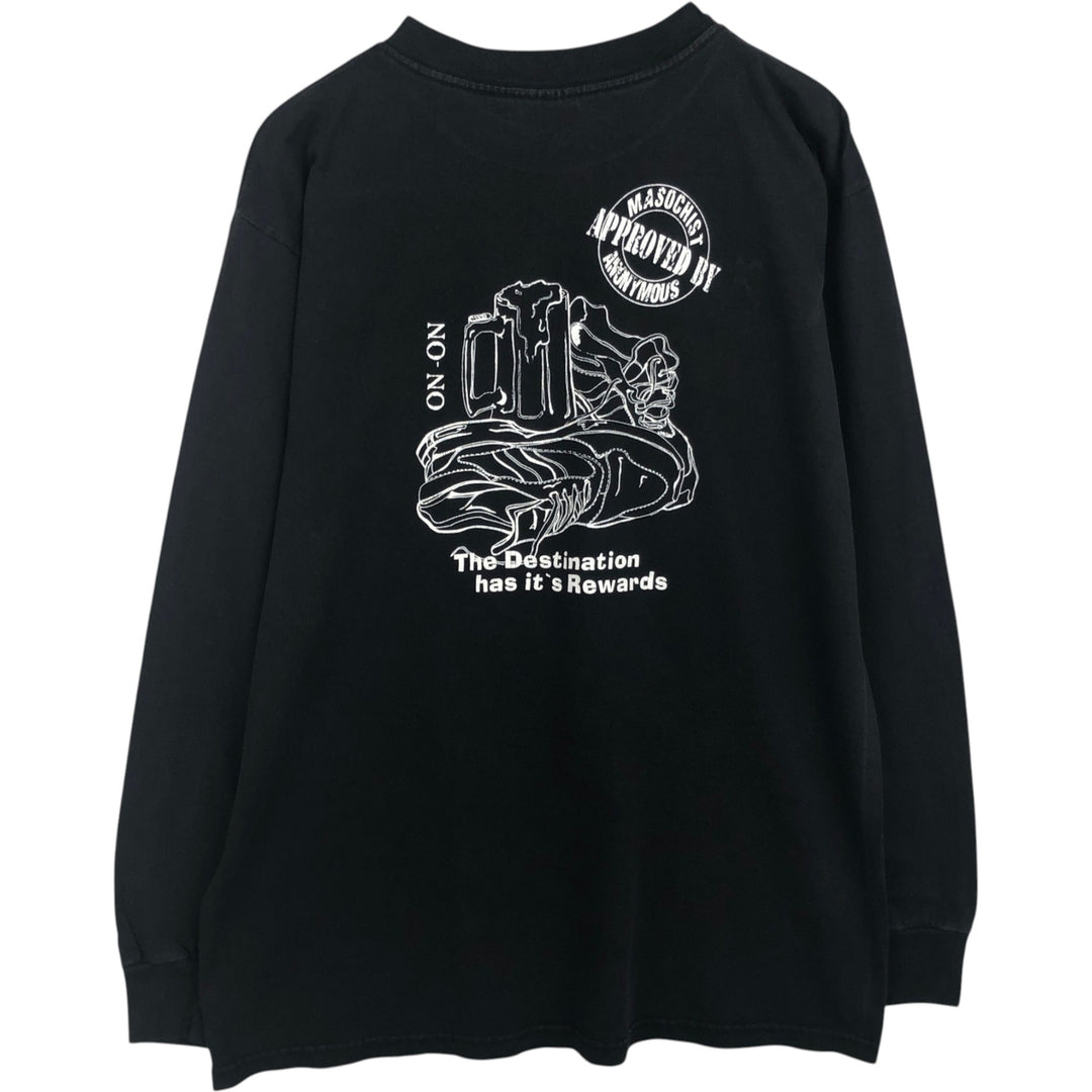 90'S Gildan Long-Sleeve T-Shirt, Made in Canada, Men's Size L (approx.) cotton black type Vintage Second Hand