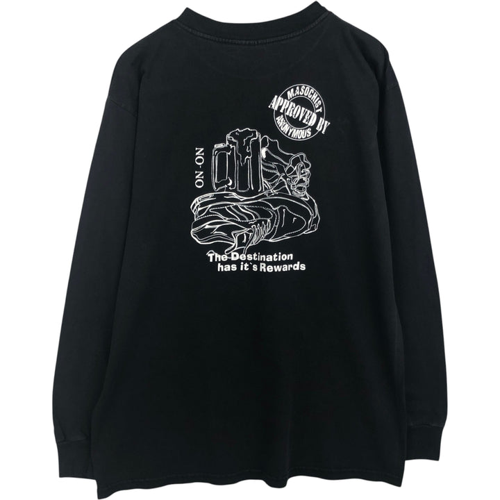 90'S Gildan Long-Sleeve T-Shirt, Made in Canada, Men's Size L (approx.) cotton black type Vintage Second Hand