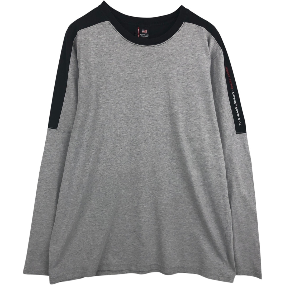 Ralph Lauren Polo Jeans Company long-sleeved T-shirt, men's size L cotton gray type Vintage Second Hand