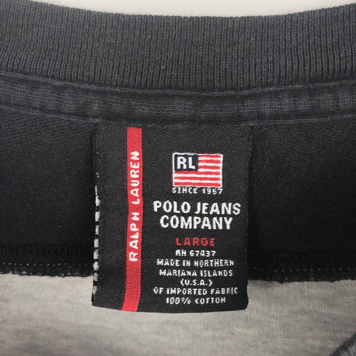 Ralph Lauren Polo Jeans Company long-sleeved T-shirt, men's size L cotton gray type Vintage Second Hand