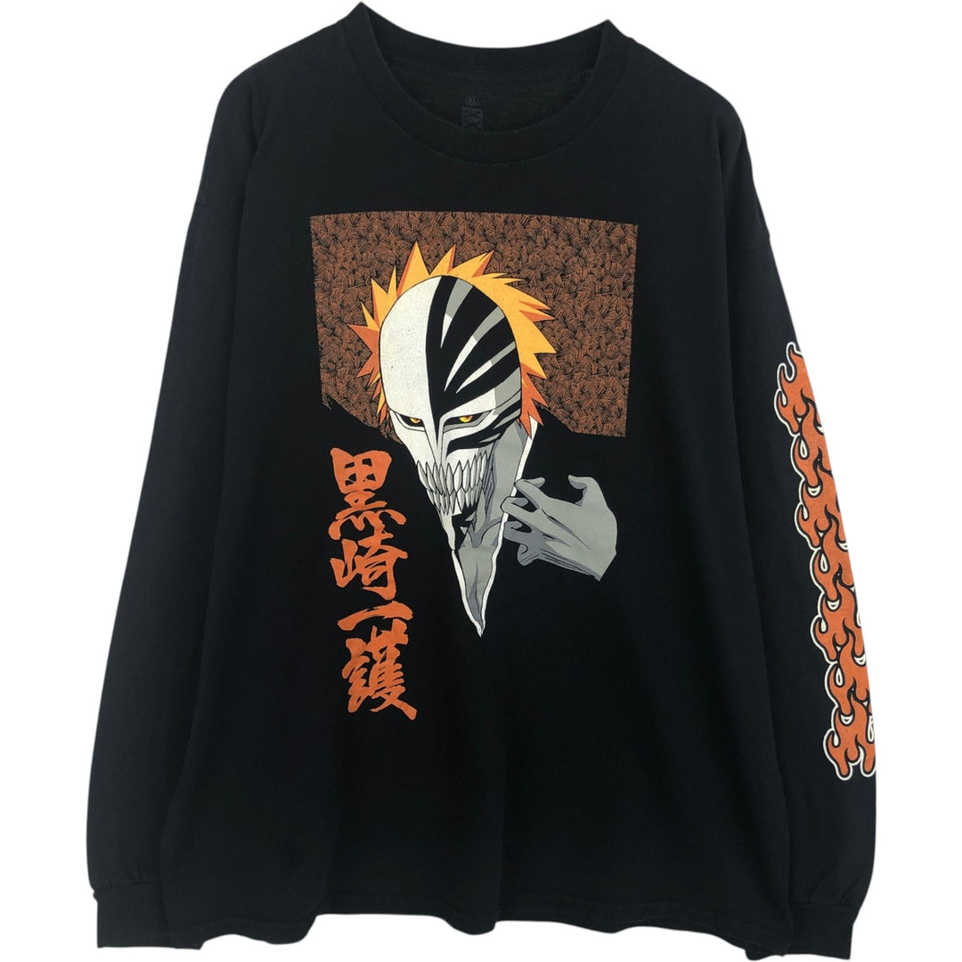 BLEACH Character Print Long-Sleeve T-Shirt (Men's XL equivalent) cotton black type Vintage Second Hand