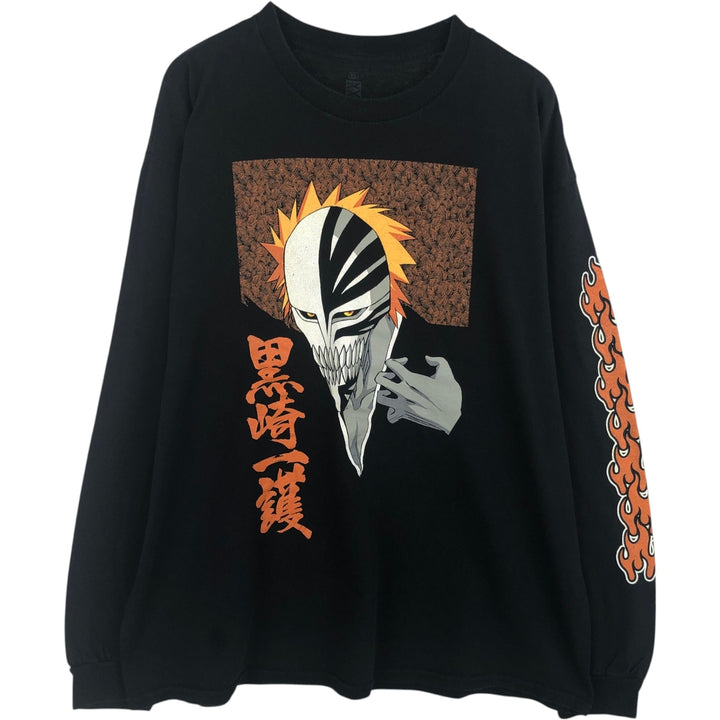 BLEACH Character Print Long-Sleeve T-Shirt (Men's XL equivalent) cotton black type Vintage Second Hand