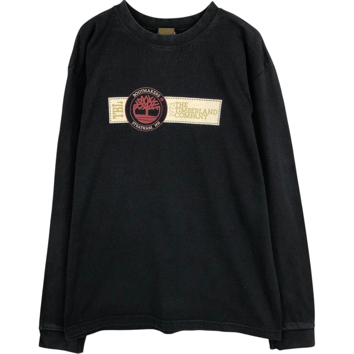 Timberland Back Logo Long-Sleeve T-Shirt (Men's Size L) cotton black type Vintage Second Hand