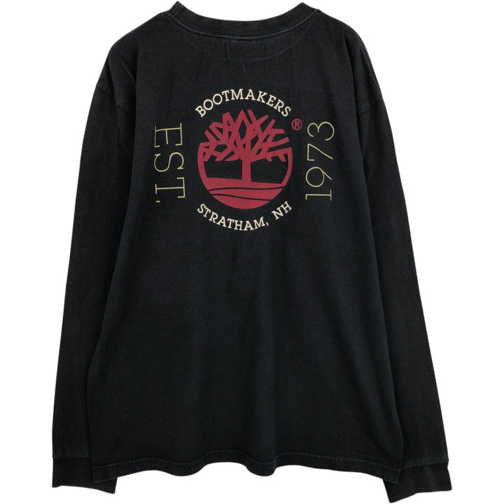Timberland Back Logo Long-Sleeve T-Shirt (Men's Size L) cotton black type Vintage Second Hand