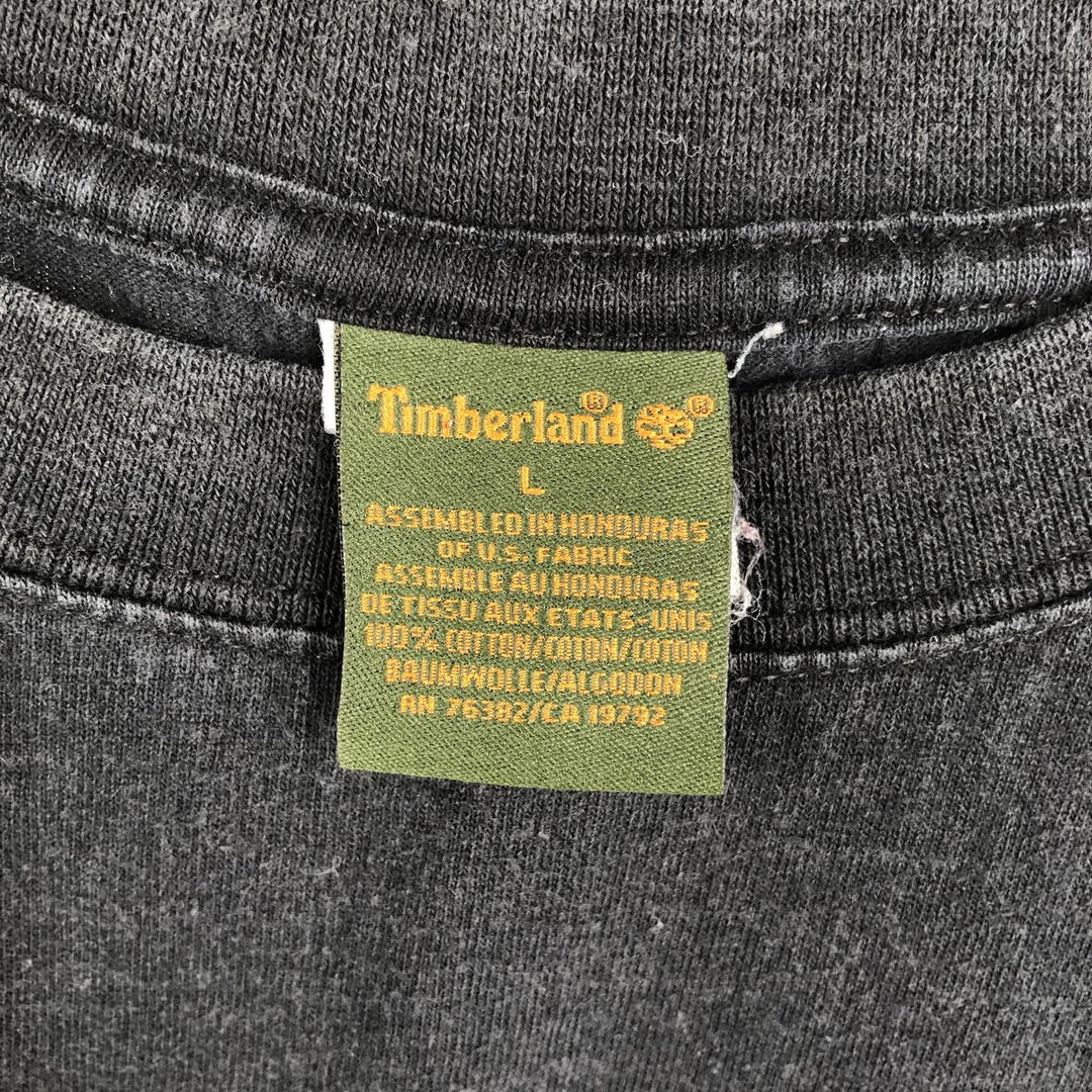 Timberland Back Logo Long-Sleeve T-Shirt (Men's Size L) cotton black type Vintage Second Hand