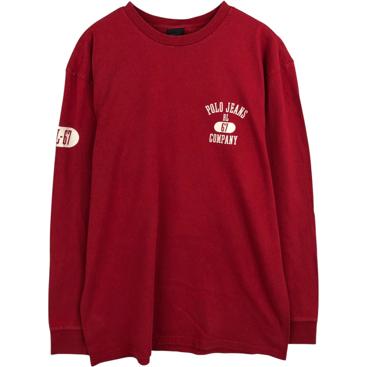 2000'S Ralph Lauren Polo Jeans Company long-sleeved T-shirt, men's size small cotton red type Vintage Second Hand
