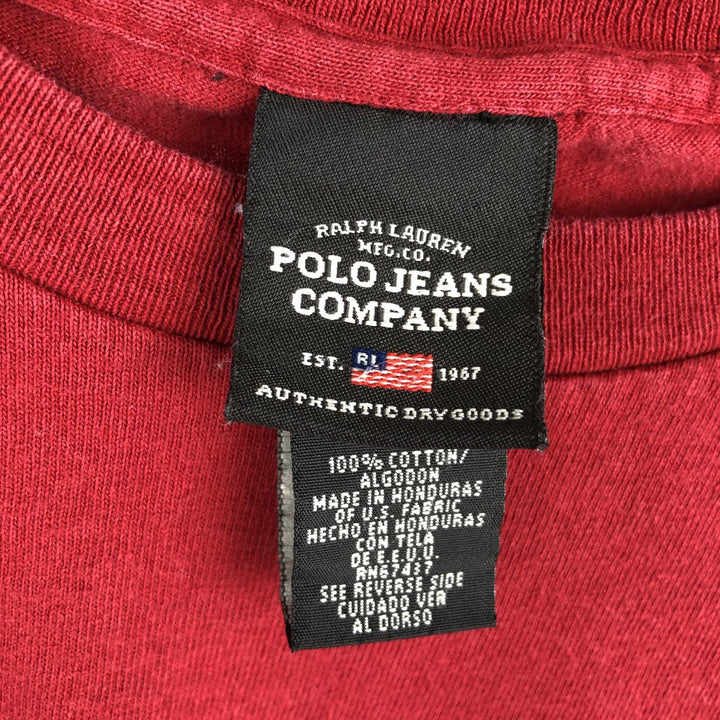 2000'S Ralph Lauren Polo Jeans Company long-sleeved T-shirt, men's size small cotton red type Vintage Second Hand