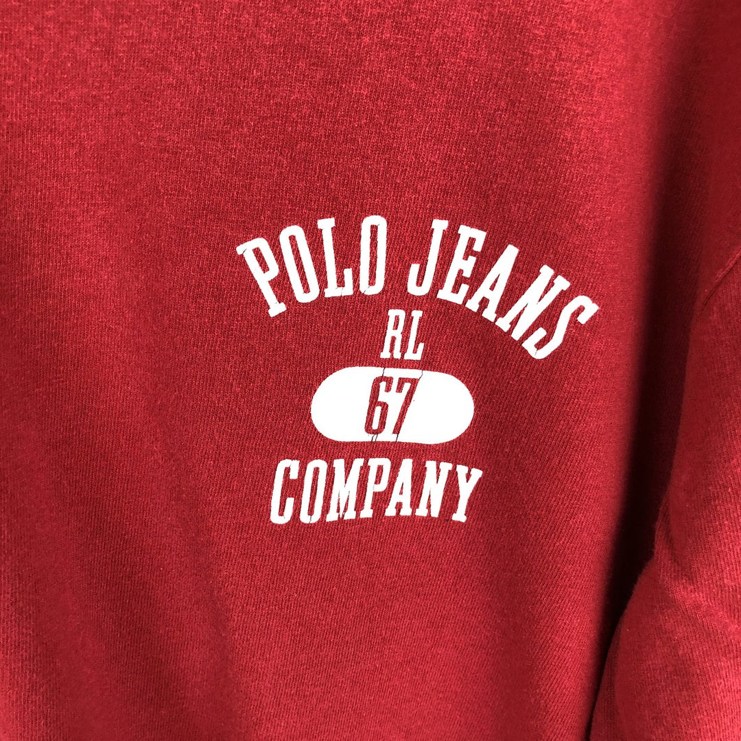 2000'S Ralph Lauren Polo Jeans Company long-sleeved T-shirt, men's size small cotton red type Vintage Second Hand