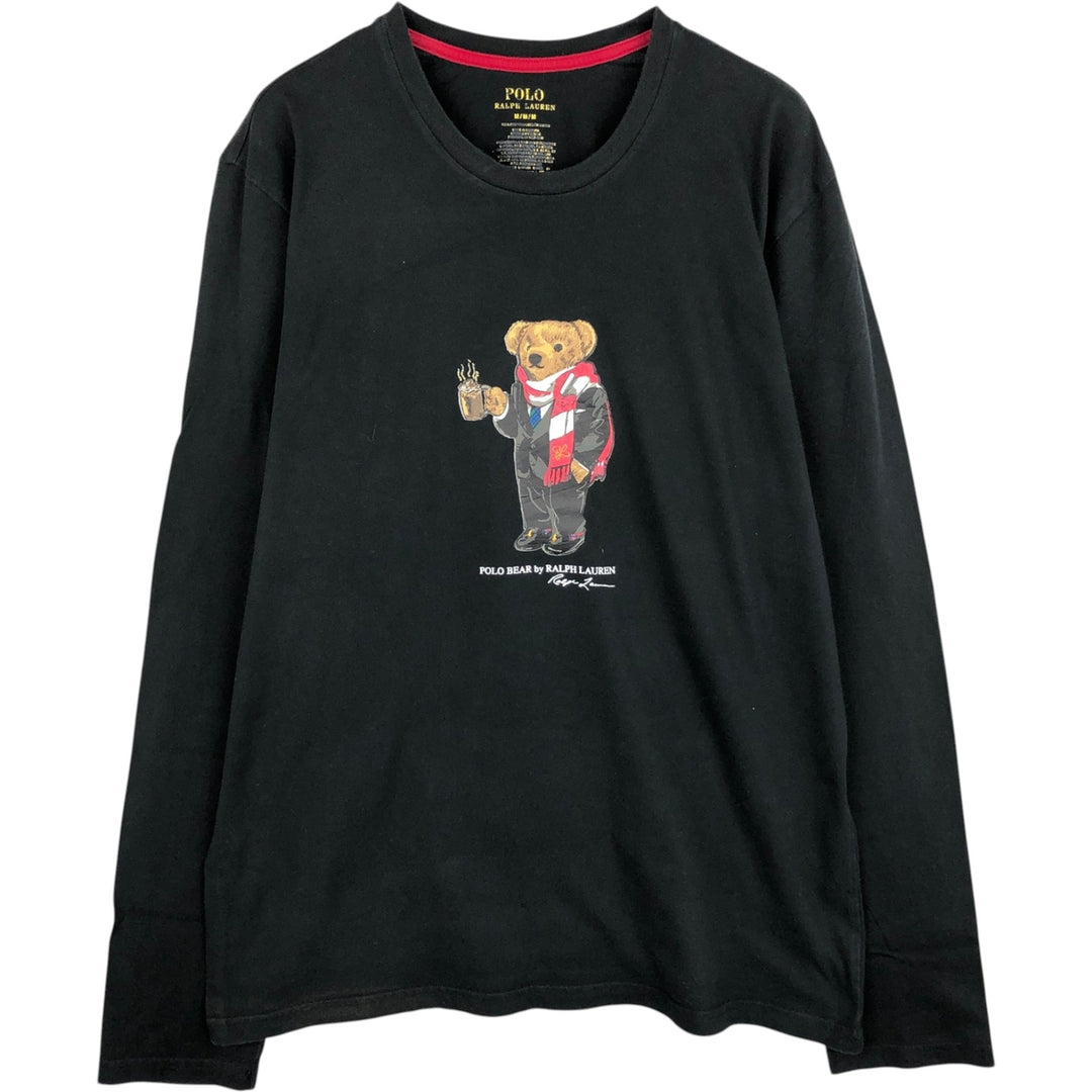Ralph Lauren POLO RALPH LAUREN Polo Bear Long-Sleeve T-Shirt (Men's Size M) cotton black type Vintage Second Hand