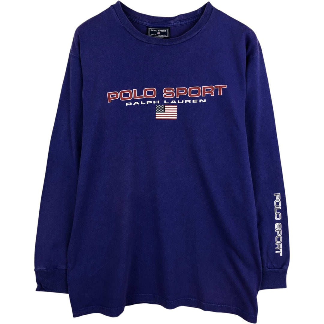 Ralph Lauren POLO SPORT Long Sleeve T-Shirt, Men's Size L cotton purple type Vintage Second Hand