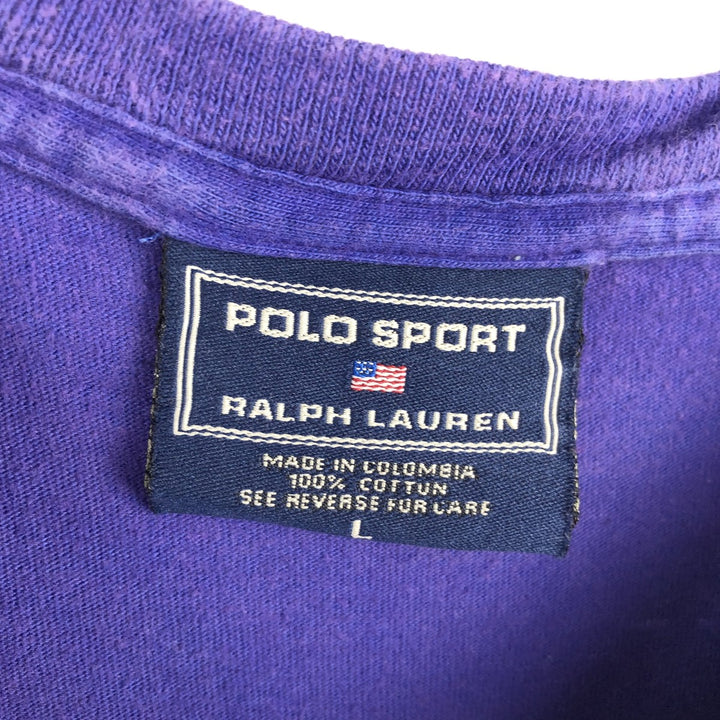 Ralph Lauren POLO SPORT Long Sleeve T-Shirt, Men's Size L cotton purple type Vintage Second Hand