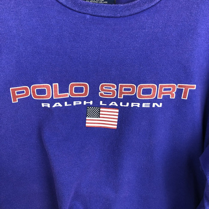 Ralph Lauren POLO SPORT Long Sleeve T-Shirt, Men's Size L cotton purple type Vintage Second Hand