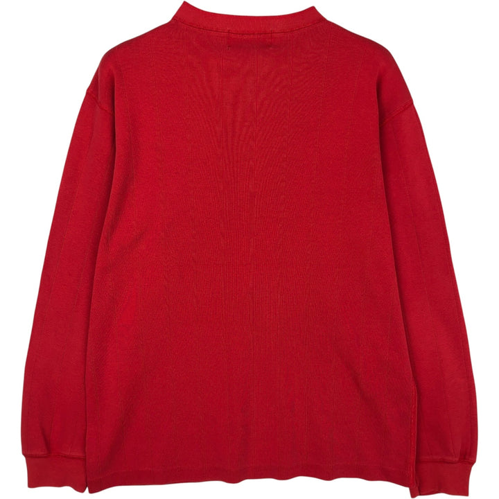80s-90'S Eddie Bauer Black Tag Henley Neck Long-Sleeve T-Shirt (Men's Size S) Vintage cotton red type Vintage Second Hand