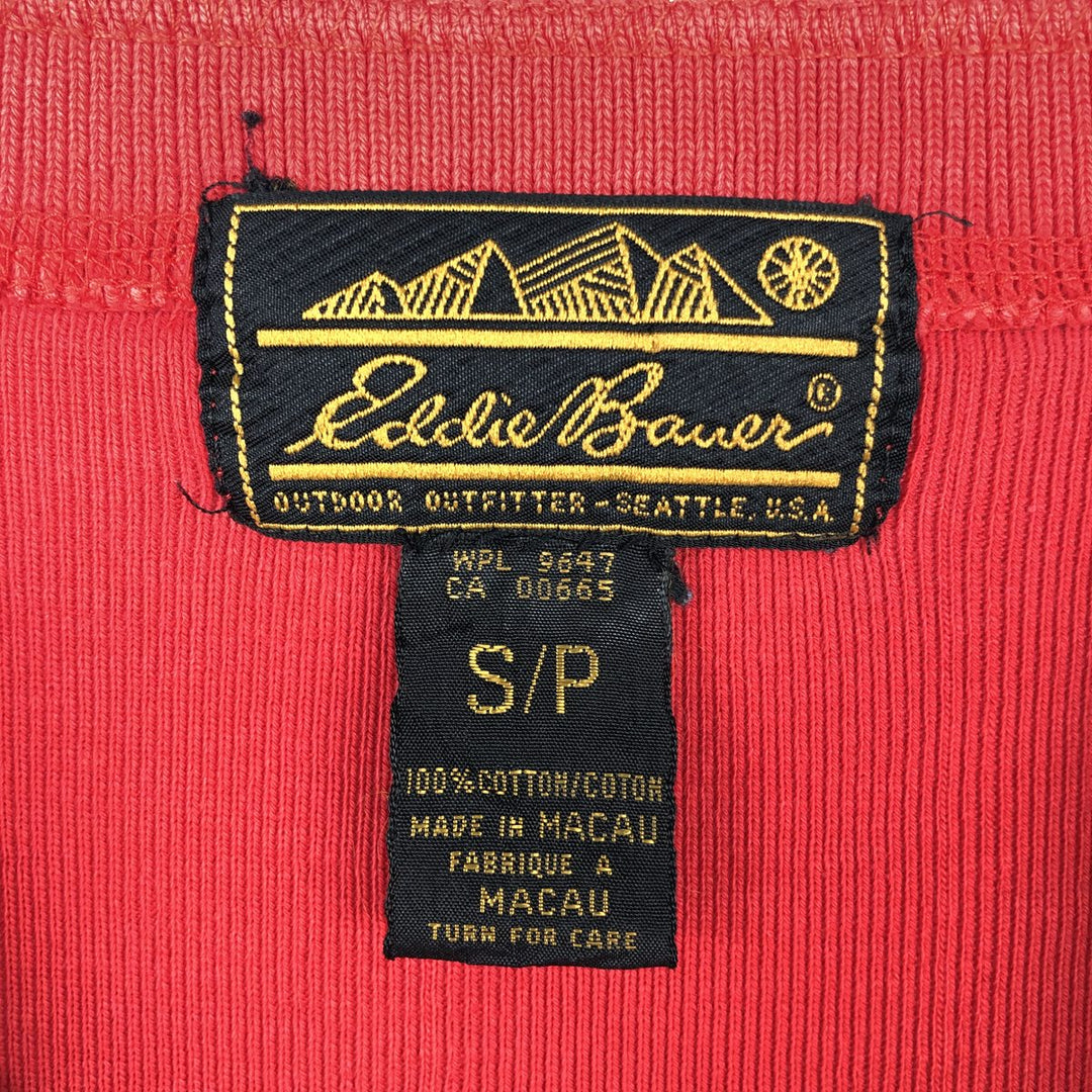 80s-90'S Eddie Bauer Black Tag Henley Neck Long-Sleeve T-Shirt (Men's Size S) Vintage cotton red type Vintage Second Hand