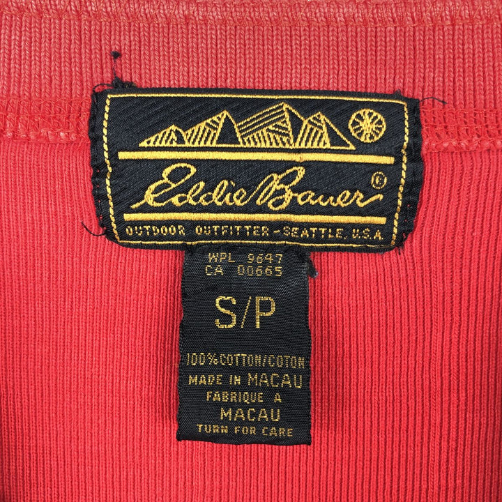 80s-90'S Eddie Bauer Black Tag Henley Neck Long-Sleeve T-Shirt (Men's Size S) Vintage cotton red type Vintage Second Hand