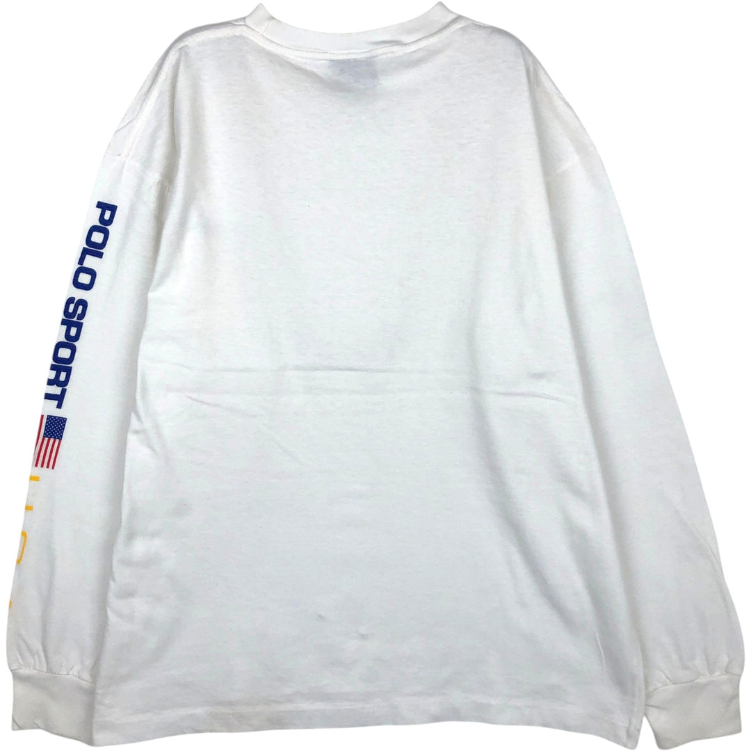 90'S Ralph Lauren POLO SPORT Long-Sleeve T-Shirt, Made in USA, Men's Size S (Equivalent), Vintage cotton white type Vintage Second Hand