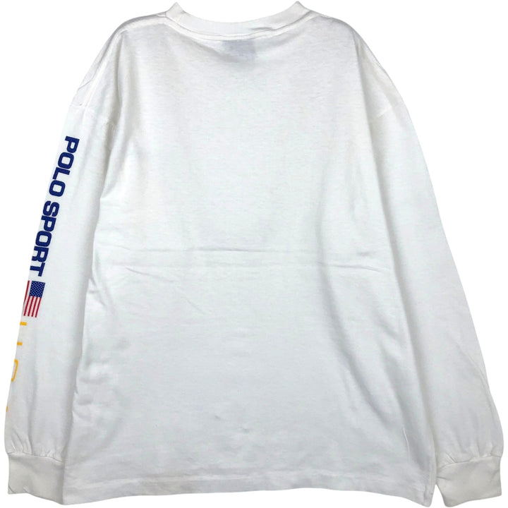 90'S Ralph Lauren POLO SPORT Long-Sleeve T-Shirt, Made in USA, Men's Size S (Equivalent), Vintage cotton white type Vintage Second Hand