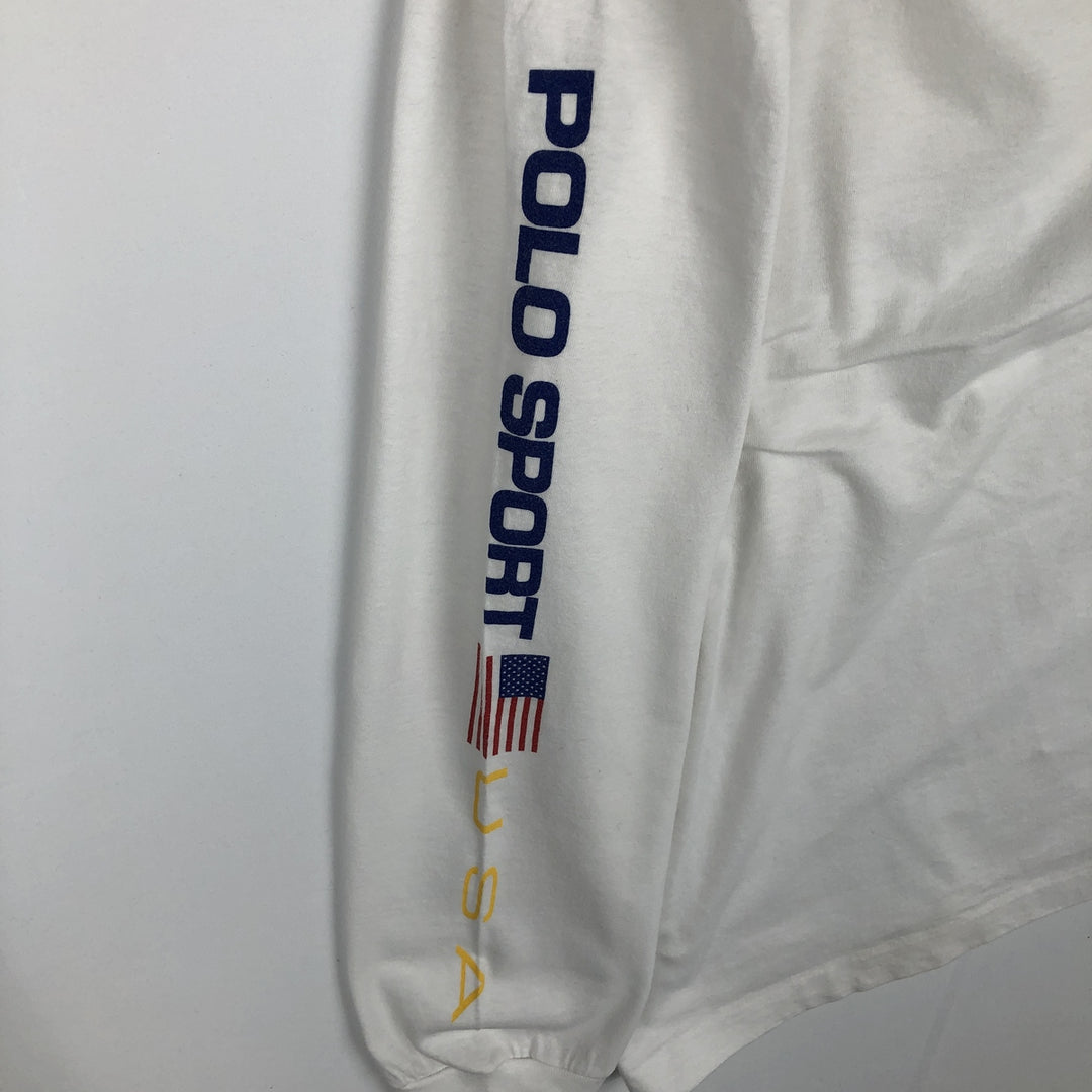 90'S Ralph Lauren POLO SPORT Long-Sleeve T-Shirt, Made in USA, Men's Size S (Equivalent), Vintage cotton white type Vintage Second Hand
