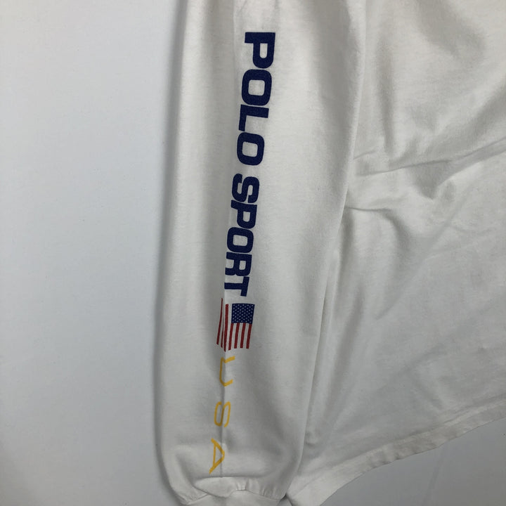 90'S Ralph Lauren POLO SPORT Long-Sleeve T-Shirt, Made in USA, Men's Size S (Equivalent), Vintage cotton white type Vintage Second Hand